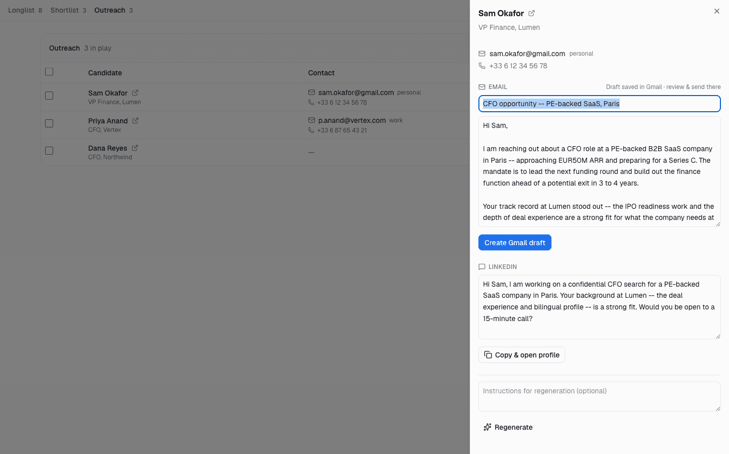 dogo outreach — contact enrichment and drafted emails
